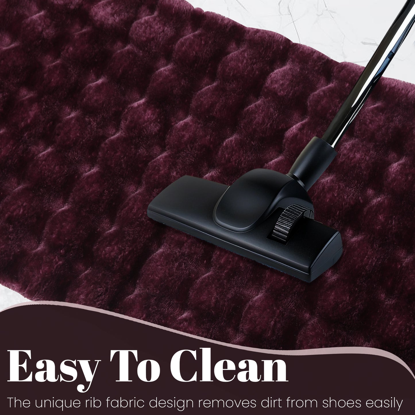 Bedroom & Living Room Runner Rug – Faux Rabbit Fur, Stone Design