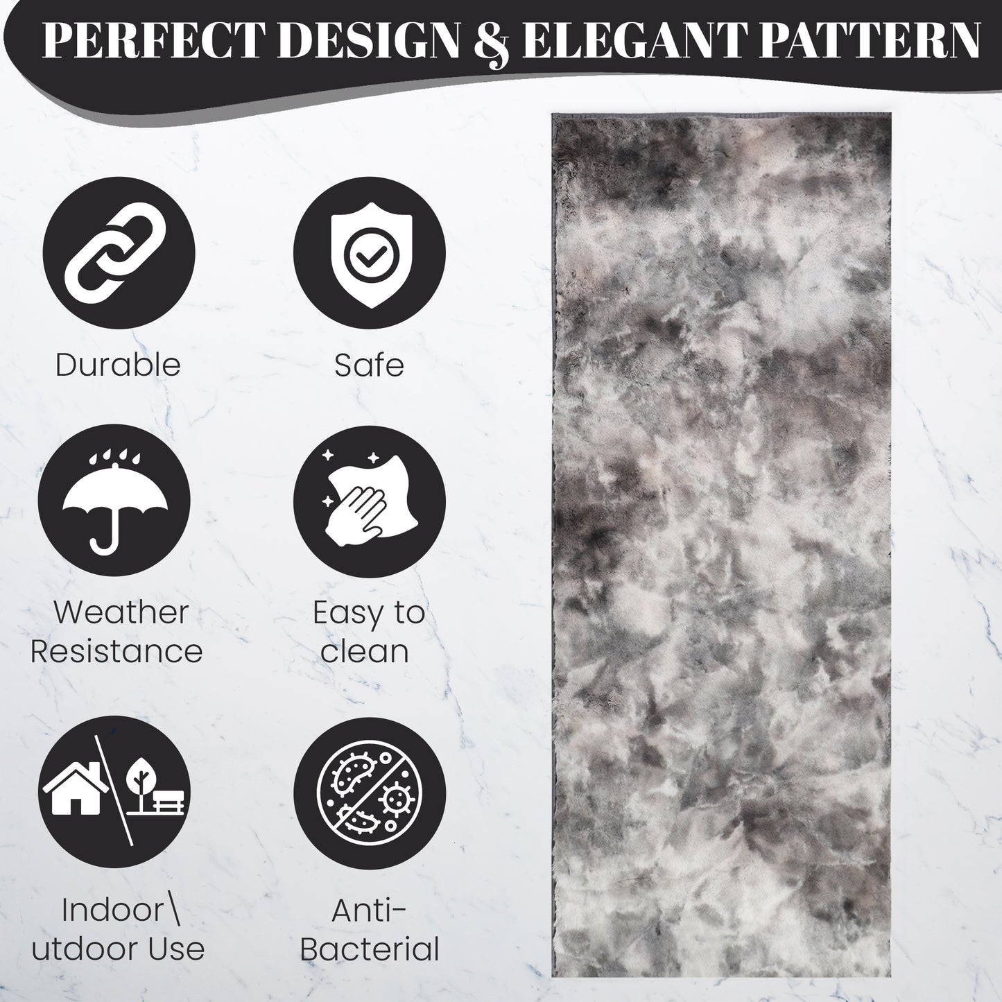 Bedroom & Living Room Runner Rug – Rabbit Fur Printed Design