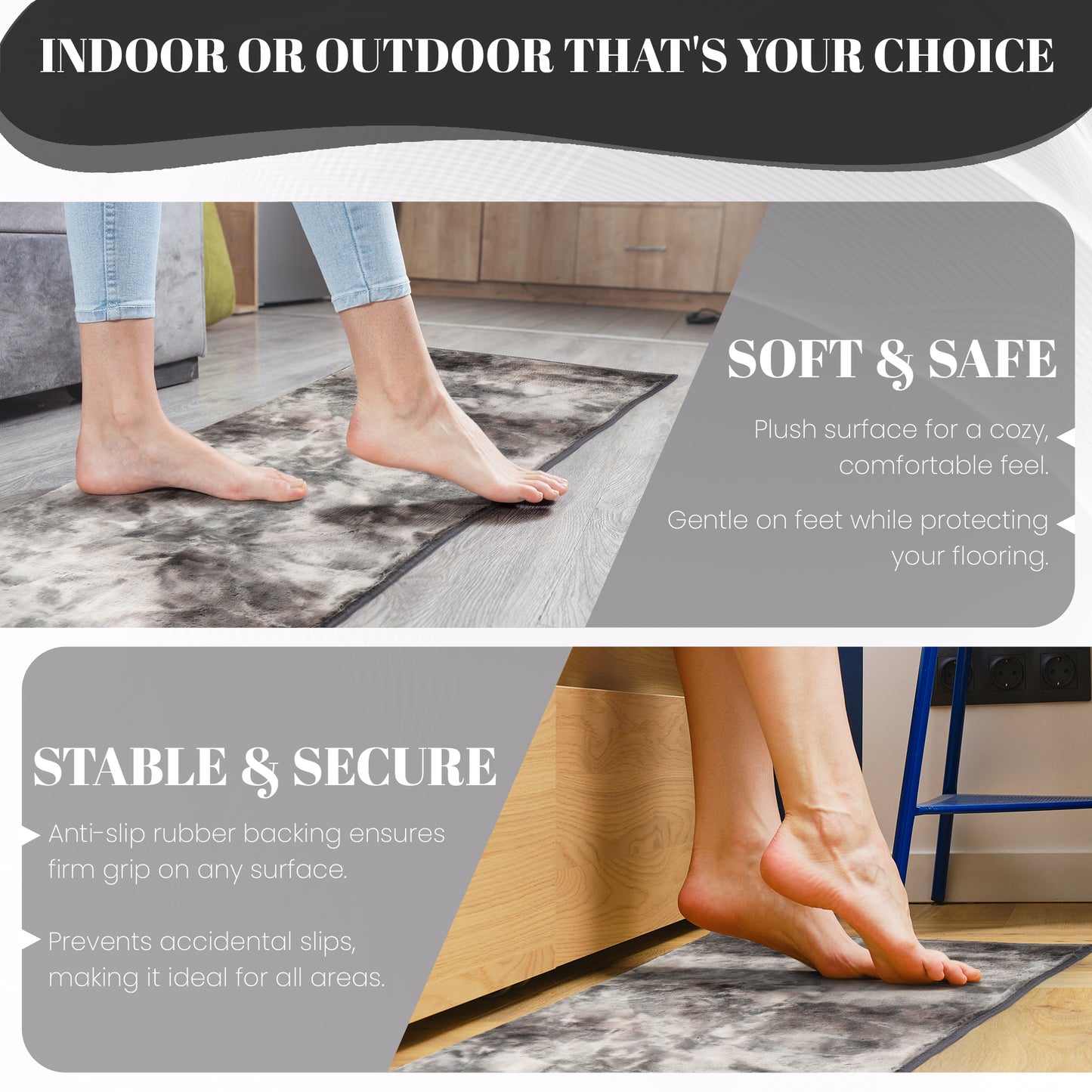 Bedroom & Living Room Runner Rug – Rabbit Fur Printed Design