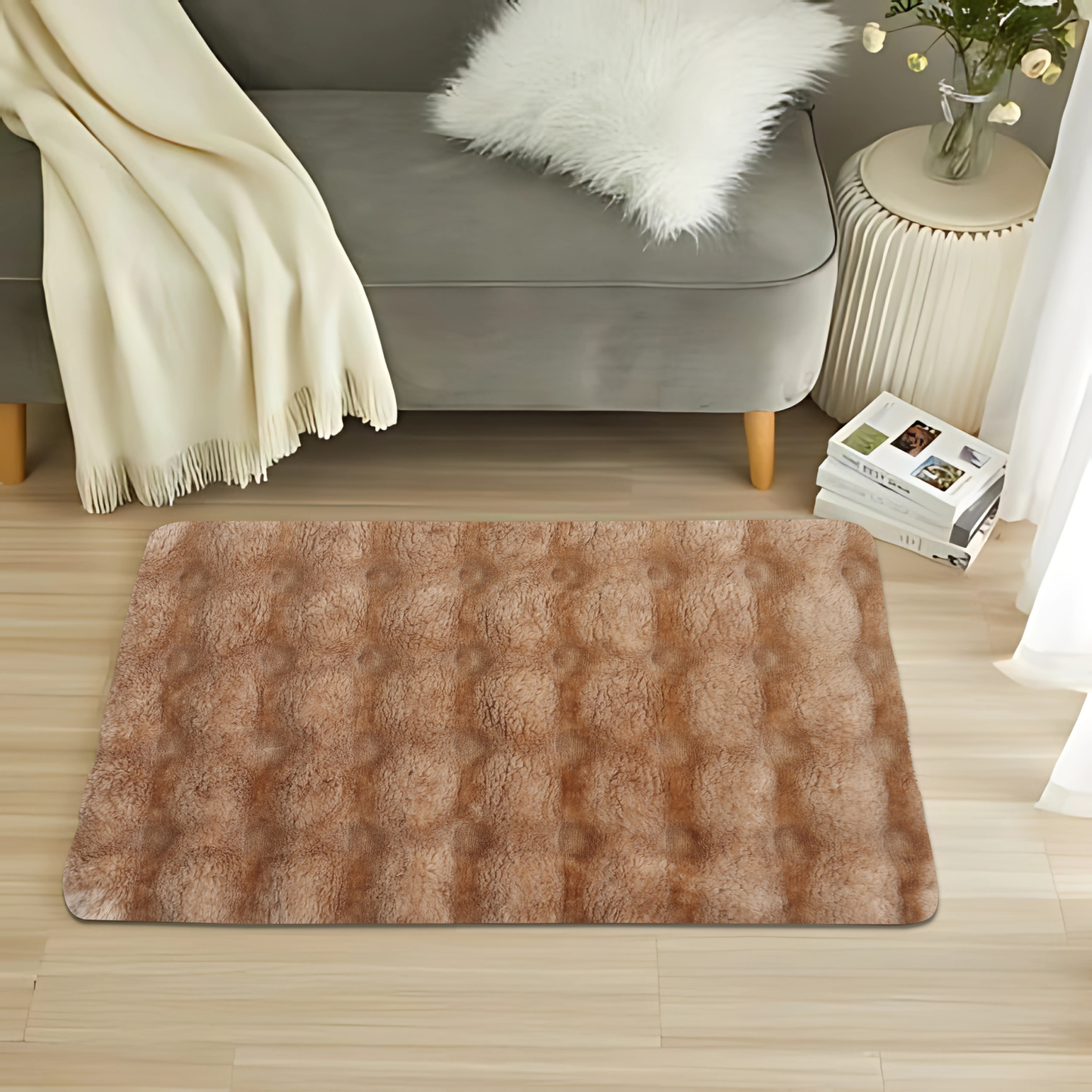 Faux Rabbit Fur Stone Design Rugs – Soft Luxury for Modern Living