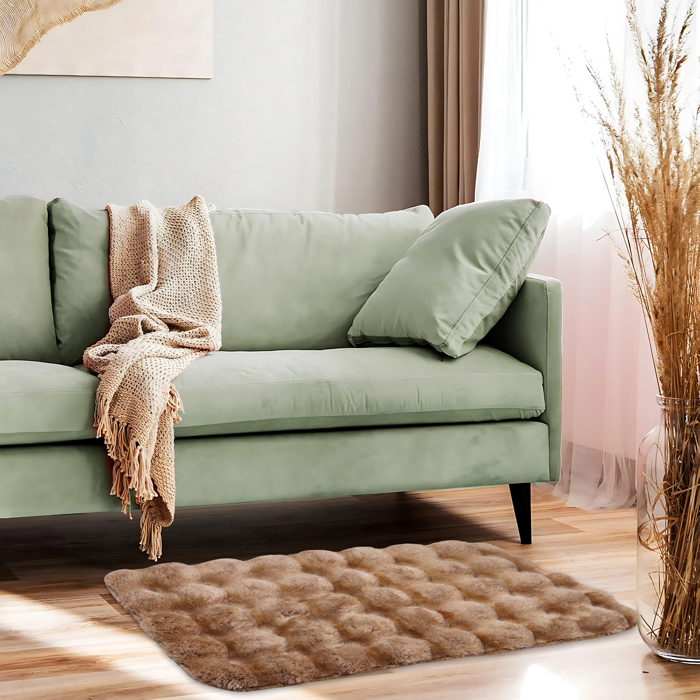 Faux Rabbit Fur Stone Design Rugs – Soft Luxury for Modern Living