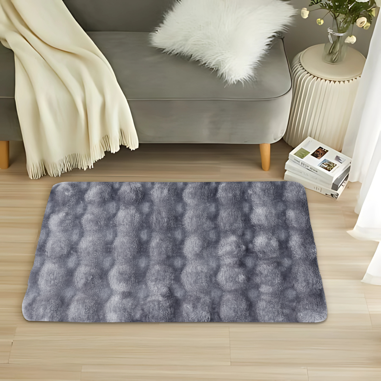 Faux Rabbit Fur Stone Design Rugs – Soft Luxury for Modern Living