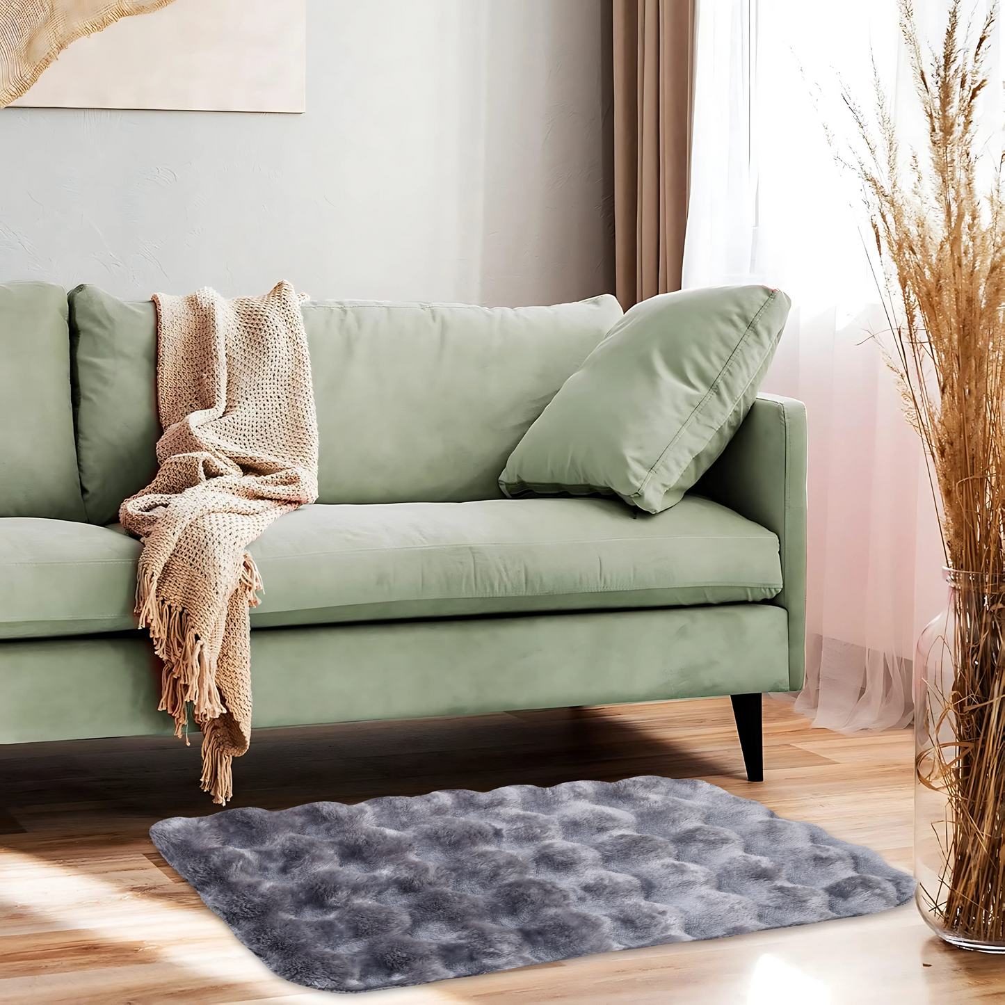 Faux Rabbit Fur Stone Design Rugs – Soft Luxury for Modern Living