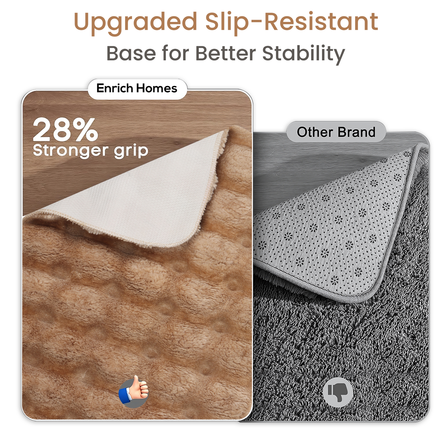 Bedroom & Living Room Runner Rug – Faux Rabbit Fur, Stone Design